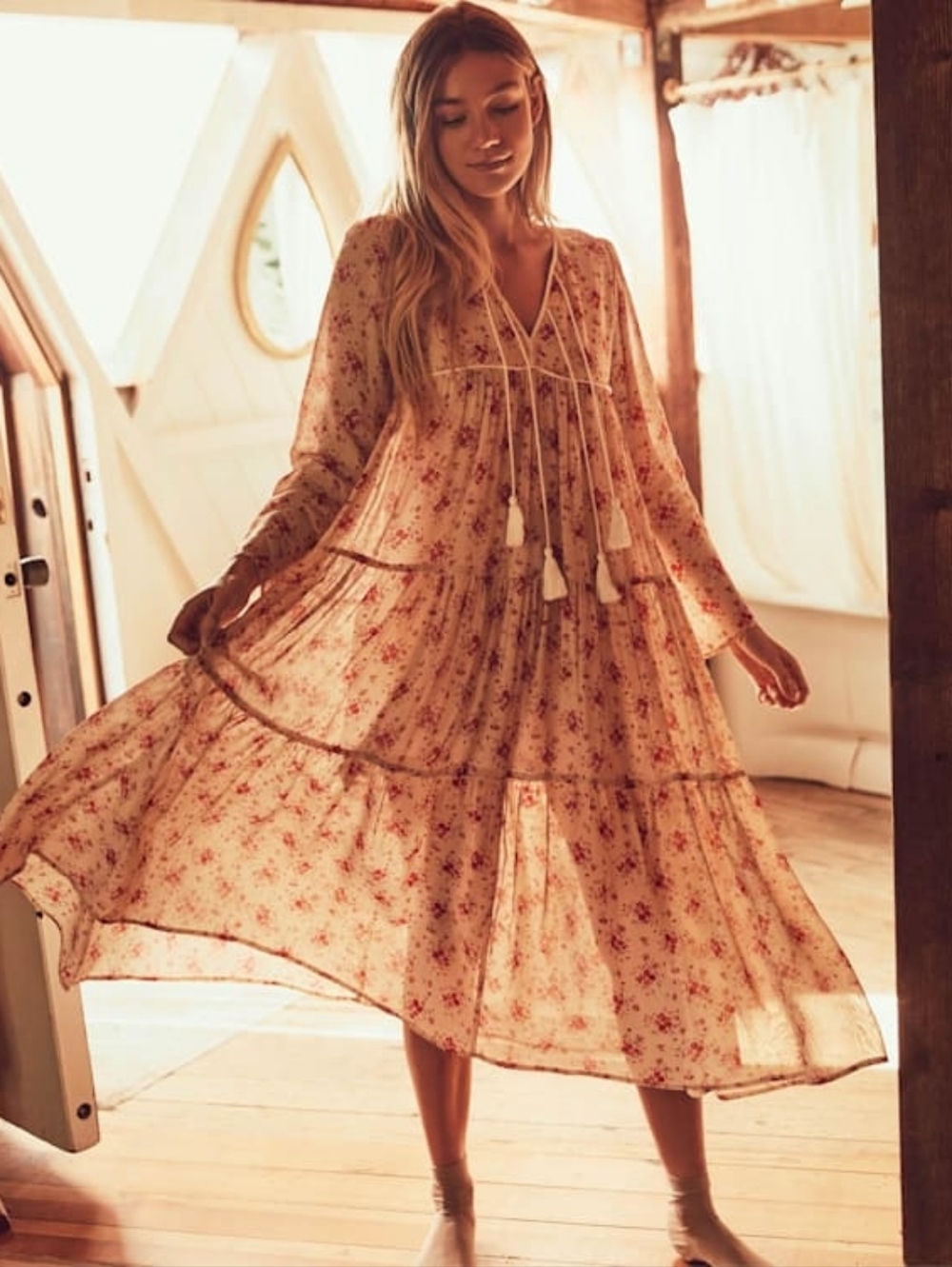 NWT Christy Dawn The Paloma in Tea Rose Bloom Floral Lined Midi Dress L